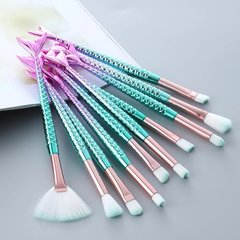 10 шт Кисти для макияжа Mermaid Pink/Turquoise