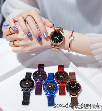 Часы женские наручные Starry Sky Watch c магнитным браслетом ремешком, Сиреневый, Фиолетовый