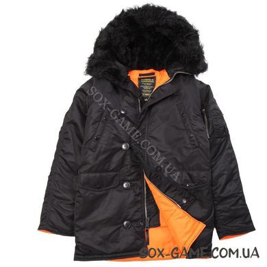 Куртка Alpha Industries SLIM FIT N-3B PARKA Black/Orange мужская, S