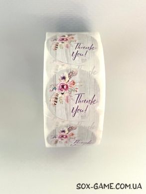 500 шт/рулон 2.5 см наліпки стікери "Thank You" №011