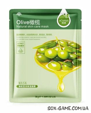 30 г Hchana Natural Skin Olive Mask тканинна маска для обличча зволожуюча