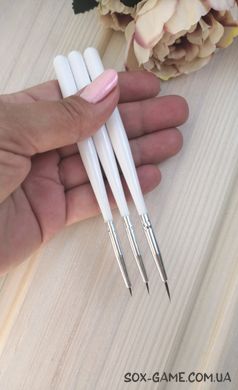 3 шт набір пензлі для дизайну нігтів White Thin
