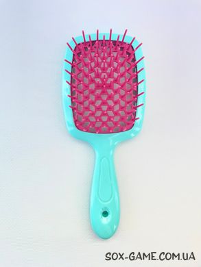Расческа щетка для волос массажная продувная Superbrush Turquoise/Rose, 01