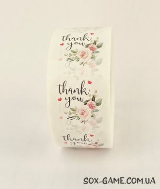 500 шт/рулон 2.5 см наліпки стікери "Thank You" №04