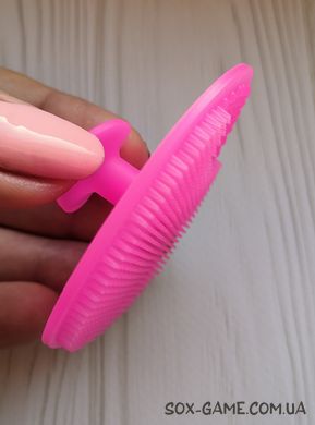 Спонж щетка силиконовая для чистки, пилинга и умывания лица на присоске , Розовый