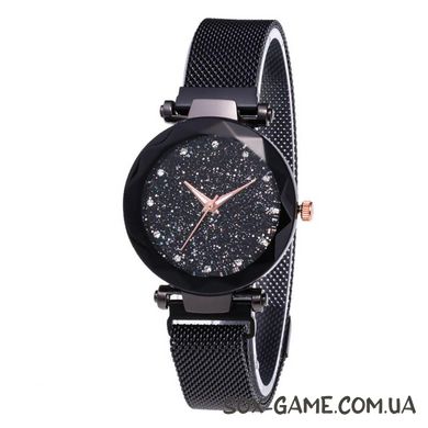 Часы женские наручные Starry Sky Watch c магнитным браслетом ремешком, Черный, Черный
